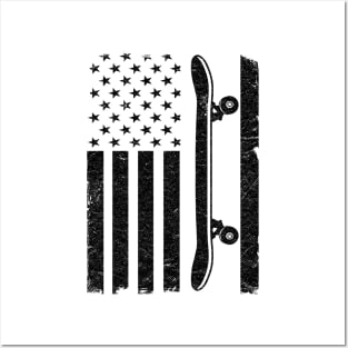 US Flag Skateboard Patriotic 4th Of July Funny Skateboard Posters and Art